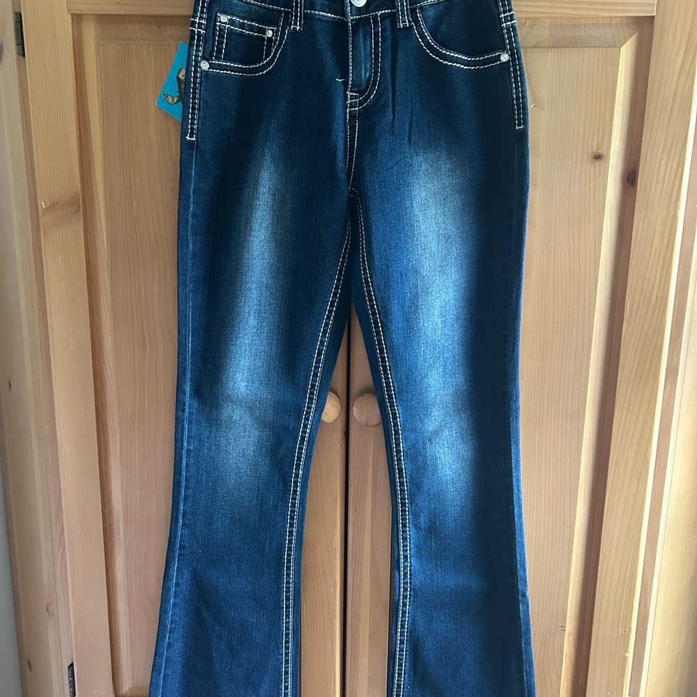 Girls Wired Heart Boot Cut Jeans Size 14